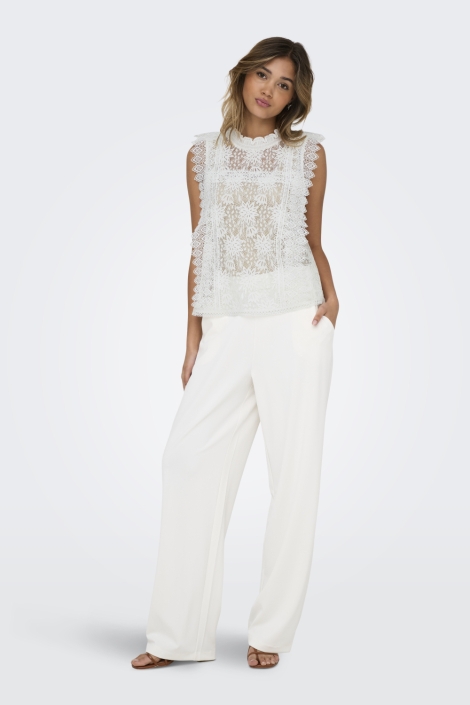 Only onlgillian s/l o-neck lace top ox w